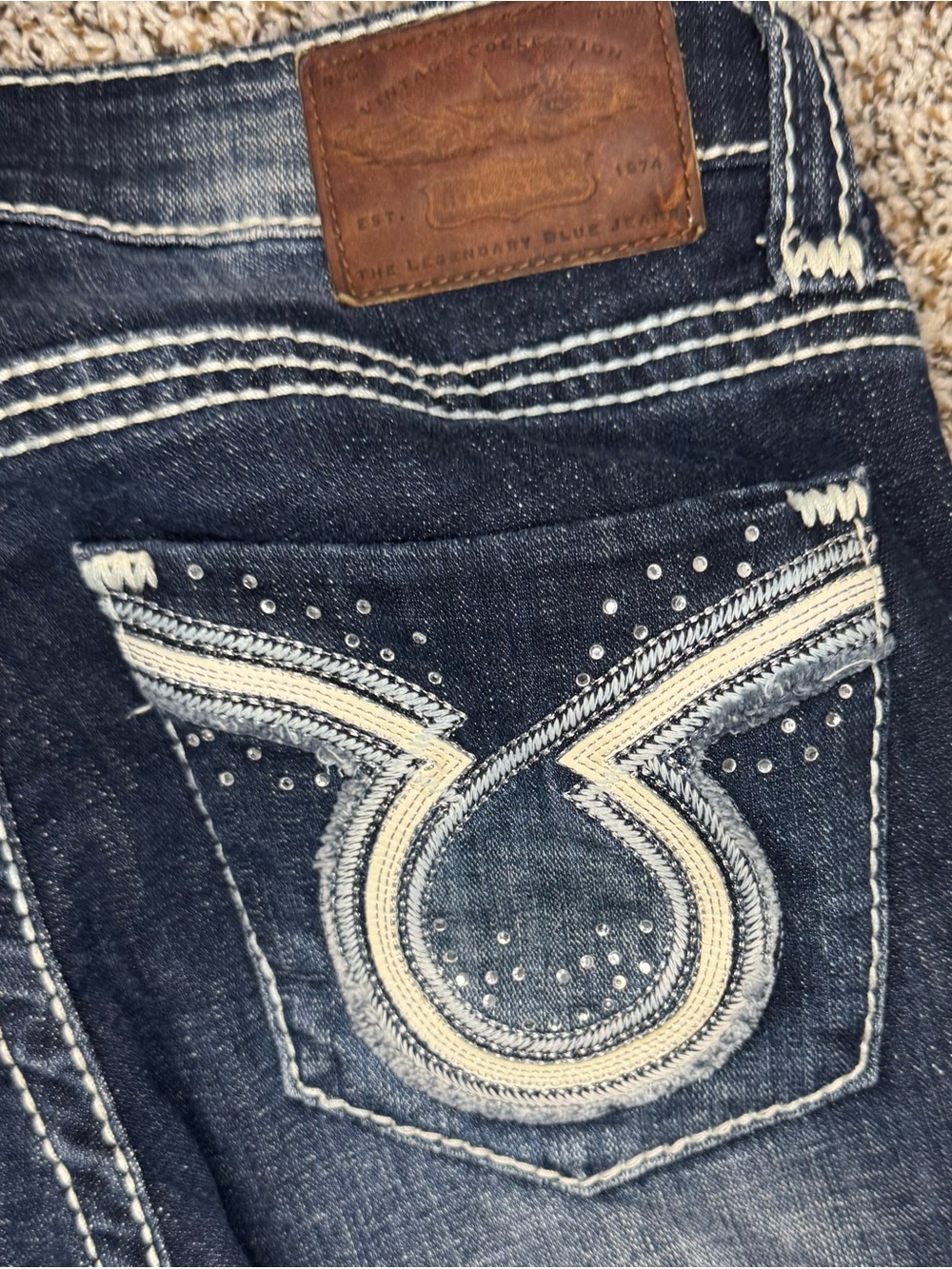 Big Star Maddie Bootcut Jeans Women’s 29L Dark Wash Thick Stitch Y2K - Picture 9 of 10